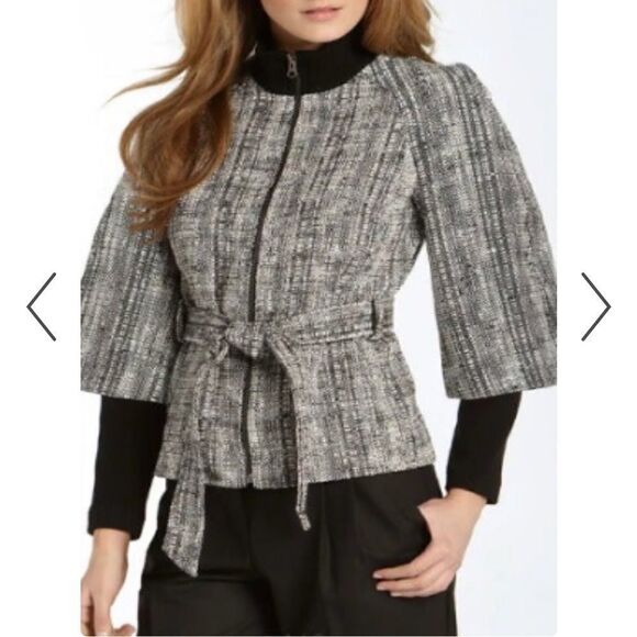 Trina Turk Black & White Tweed Dickens Jacket - Picture 1 of 8